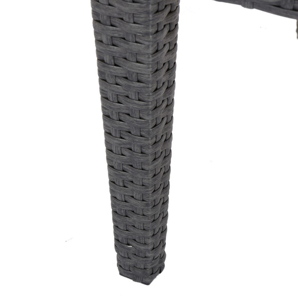 Annie Outdoor Square Accent Table, Tempered Glass, 20 Inch Gray Wicker - BM323864