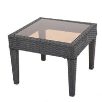 Annie Outdoor Square Accent Table, Tempered Glass, 20 Inch Gray Wicker - BM323864