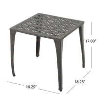 Outdoor Side Table, Open Cut Out Top and Curved Legs, 18 Inch Bronze - BM323865