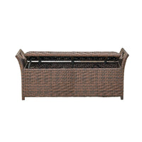 Outdoor Bench with Hinged Lid Storage, 42 Inch Dark Brown PE Rattan - BM323866