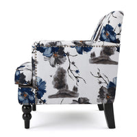 Lit Accent Chair, Button Tufted Floral White Blue Print, Multicolor - BM323877