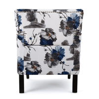 Lit Accent Chair, Button Tufted Floral White Blue Print, Multicolor - BM323877