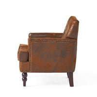 Lit Accent Chair with Classic Brown Button Tufted Microfiber Design - BM323878