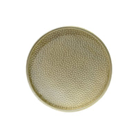 Bet Side End Table Set of 2, 16 Inch Round Tray, Modern Hammered Gold - BM323880