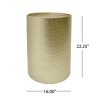 Bet Side End Table Set of 2, 16 Inch Round Tray, Modern Hammered Gold - BM323880