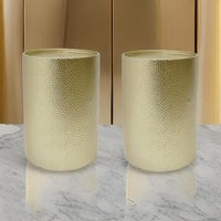Bet Side End Table Set of 2, 16 Inch Round Tray, Modern Hammered Gold - BM323880