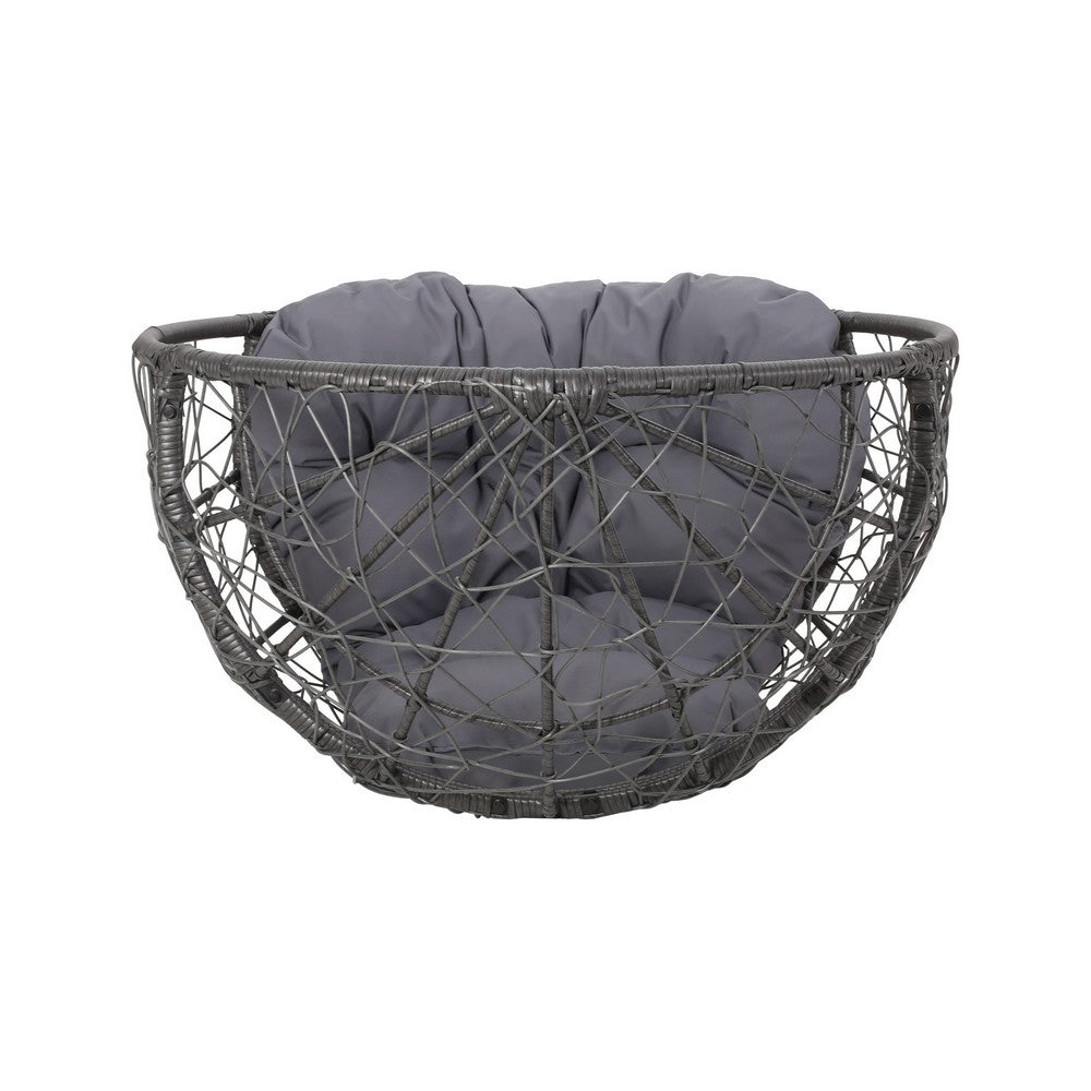 Fam Outdoor Accent Chair, Cocoon Egg Shaped, Abstract Gray PE Rattan - BM323881