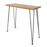 Rih Outdoor Bar Height Table, 47 Inch, Hairpin Legs, Brown Acacia Wood - BM323883