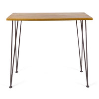Rih Outdoor Bar Height Table, 47 Inch, Hairpin Legs, Brown Acacia Wood - BM323883