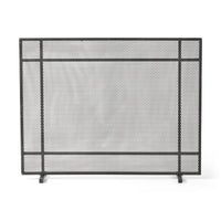 Hype Fireplace Screen with Mesh, Single Panel, Black and Silver - BM323884