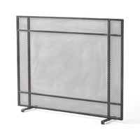 Hype Fireplace Screen with Mesh, Single Panel, Black and Silver - BM323884