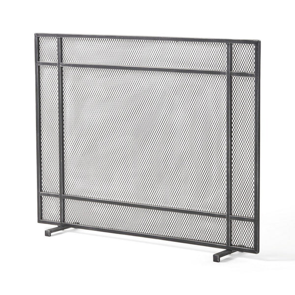 Hype Fireplace Screen with Mesh, Single Panel, Black and Silver - BM323884