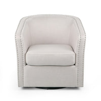 Swivel Accent Chair, Classic Round Barrel Style, Wheat Beige Fabric - BM323885