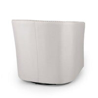 Swivel Accent Chair, Classic Round Barrel Style, Wheat Beige Fabric - BM323885