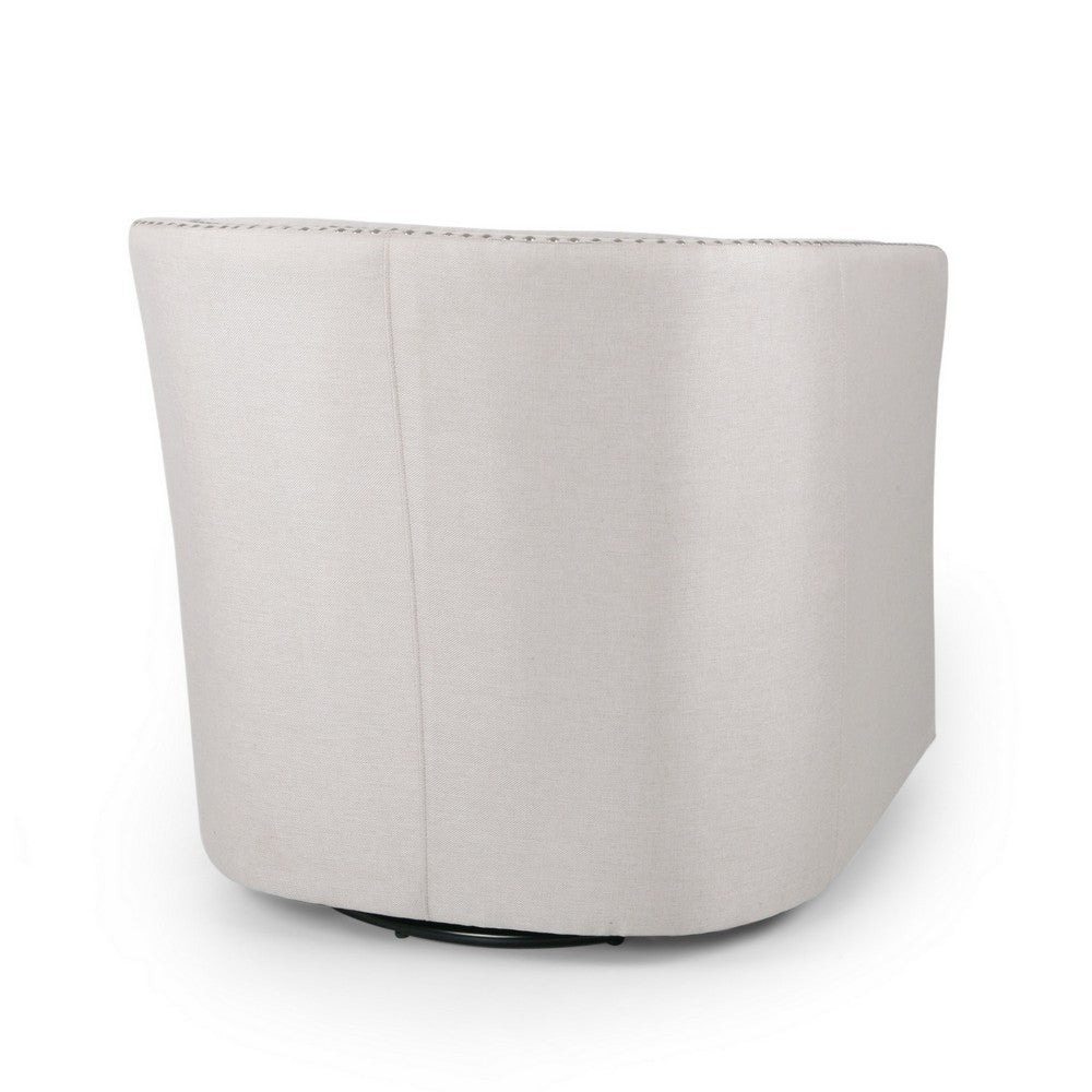 Swivel Accent Chair, Classic Round Barrel Style, Wheat Beige Fabric - BM323885