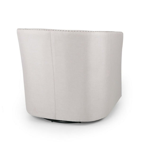 Swivel Accent Chair, Classic Round Barrel Style, Wheat Beige Fabric - BM323885