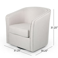 Swivel Accent Chair, Classic Round Barrel Style, Wheat Beige Fabric - BM323885