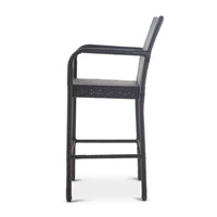 Outdoor Barstool Chair Set of 2, Gray PE Rattan Woven, Iron Frame - BM323886