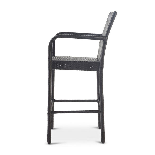 Outdoor Barstool Chair Set of 2, Gray PE Rattan Woven, Iron Frame - BM323886
