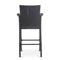 Outdoor Barstool Chair Set of 2, Gray PE Rattan Woven, Iron Frame - BM323886
