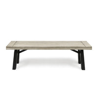 Wren Outdoor Bench, Slat Panel, 63 Inch Gray Acacia Wood - BM323891
