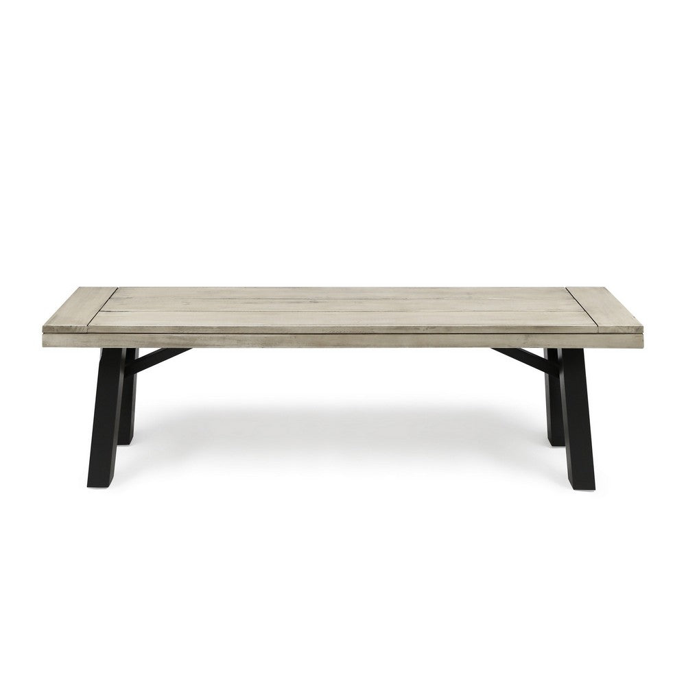 Wren Outdoor Bench, Slat Panel, 63 Inch Gray Acacia Wood - BM323891