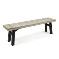 Wren Outdoor Bench, Slat Panel, 63 Inch Gray Acacia Wood - BM323891