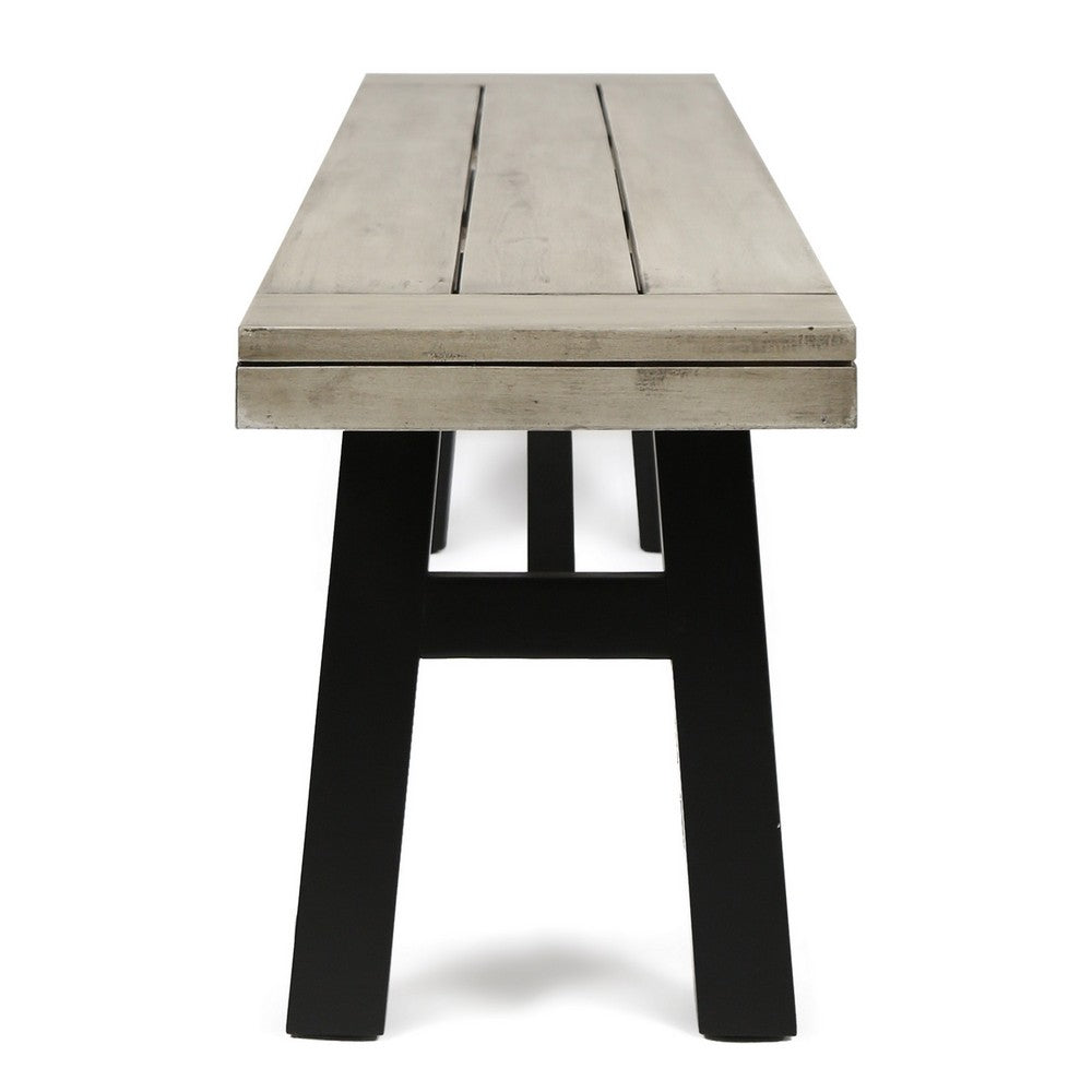 Wren Outdoor Bench, Slat Panel, 63 Inch Gray Acacia Wood - BM323891