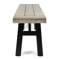 Wren Outdoor Bench, Slat Panel, 63 Inch Gray Acacia Wood - BM323891