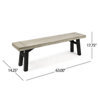 Wren Outdoor Bench, Slat Panel, 63 Inch Gray Acacia Wood - BM323891