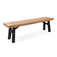 Wren Outdoor Bench Set of 2, Slat Panel, 63 Inch Brown Acacia Wood - BM323892