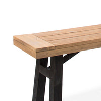 Wren Outdoor Bench Set of 2, Slat Panel, 63 Inch Brown Acacia Wood - BM323892