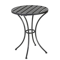 Rune Outdoor Bistro Set, 2 Chairs, Round Slatted Table, Black Iron - BM323893