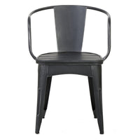 Rune Outdoor Bistro Set, 2 Chairs, Round Slatted Table, Black Iron - BM323893