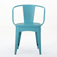 Rune Outdoor Bistro Table Set, 2 Chairs, Round Slatted, Teal Blue Iron - BM323894