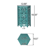 Liana Outdoor Side End Table, Flower Cutout, 12 Inch Top, Teal Blue - BM323897