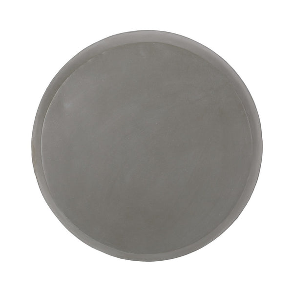 Outdoor End Table, 16 Inch Round Gray Faux Concrete w White Pattern - BM323898