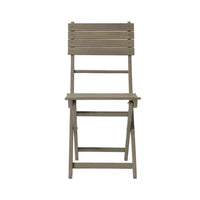 Cami Outdoor Foldable Bistro Chair, Slat Back, Cross Gray Acacia Wood - BM323899