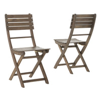 Cami Outdoor Foldable Bistro Chair, Slat Back, Cross Gray Acacia Wood - BM323899