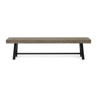 Leslee Outdoor Dining Bench, 74 Inch, Black Trestle Legs, Gray Wood - BM323900