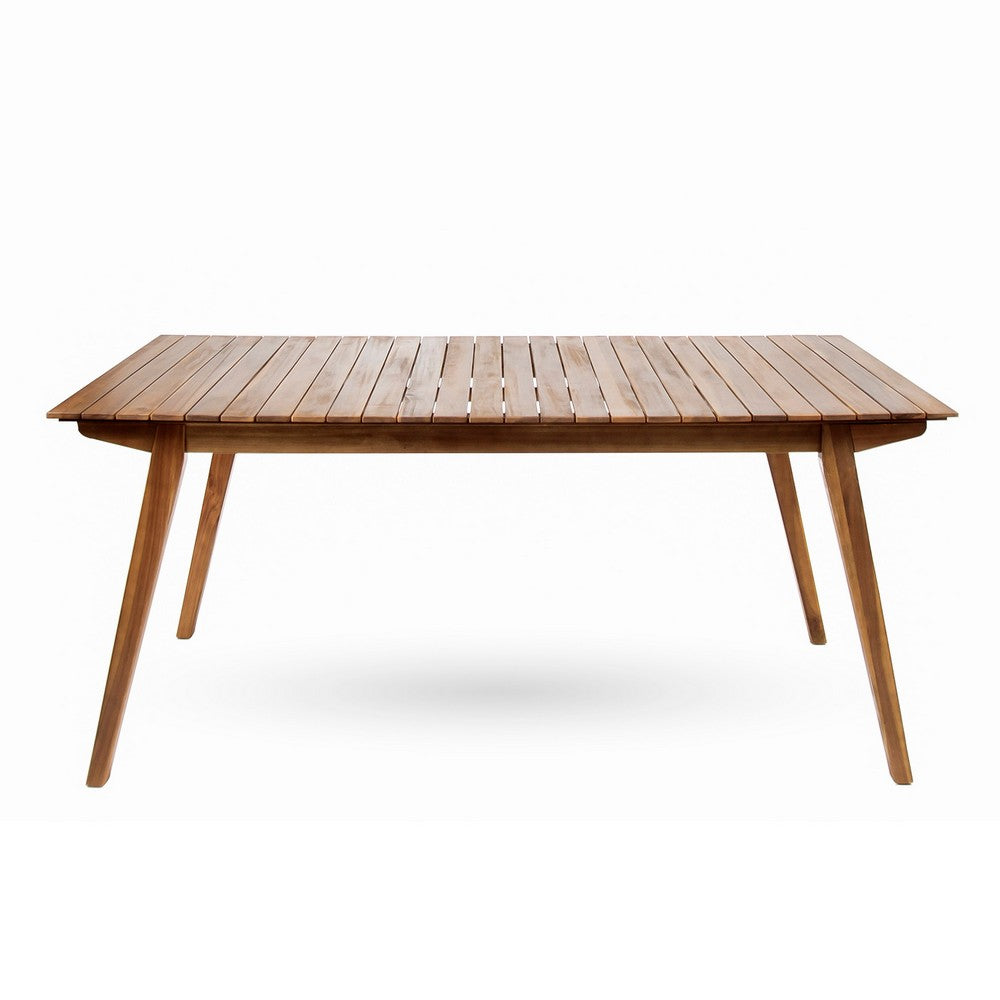 Outdoor Dining Table, 69 Inch Slatted Rectangular, Brown Acacia Wood - BM323902