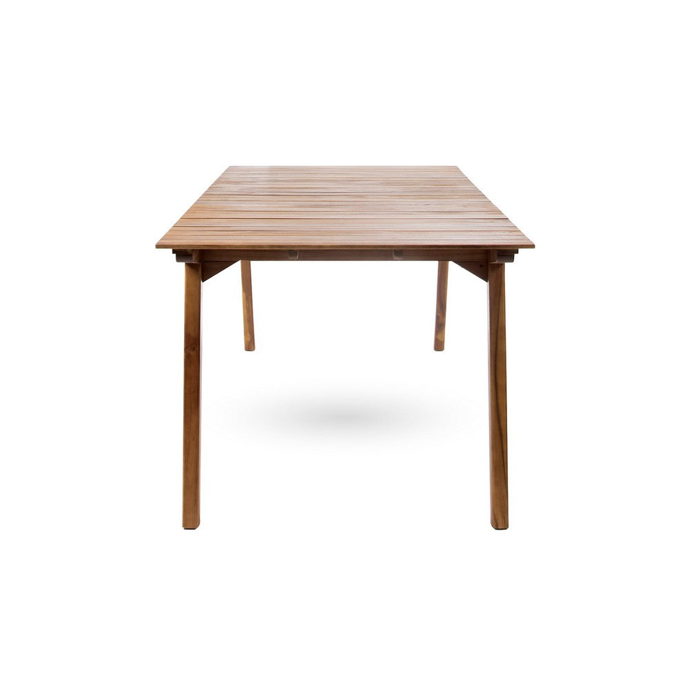 Outdoor Dining Table, 69 Inch Slatted Rectangular, Brown Acacia Wood - BM323902