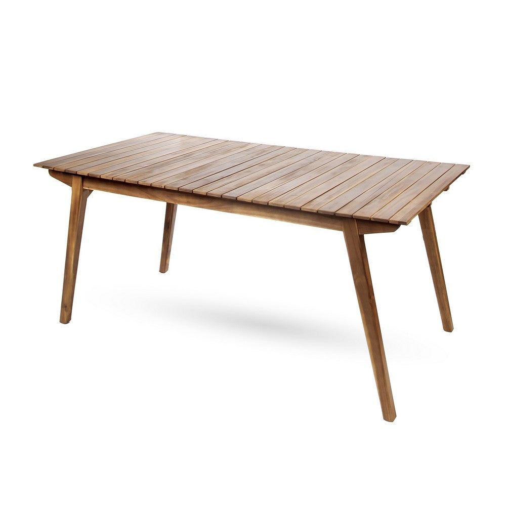 Outdoor Dining Table, 69 Inch Slatted Rectangular, Brown Acacia Wood - BM323902