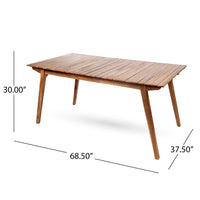 Outdoor Dining Table, 69 Inch Slatted Rectangular, Brown Acacia Wood - BM323902