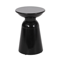 Side End Table Set of 2, Round Taper Top, Pedestal Base, Black Metal - BM323904
