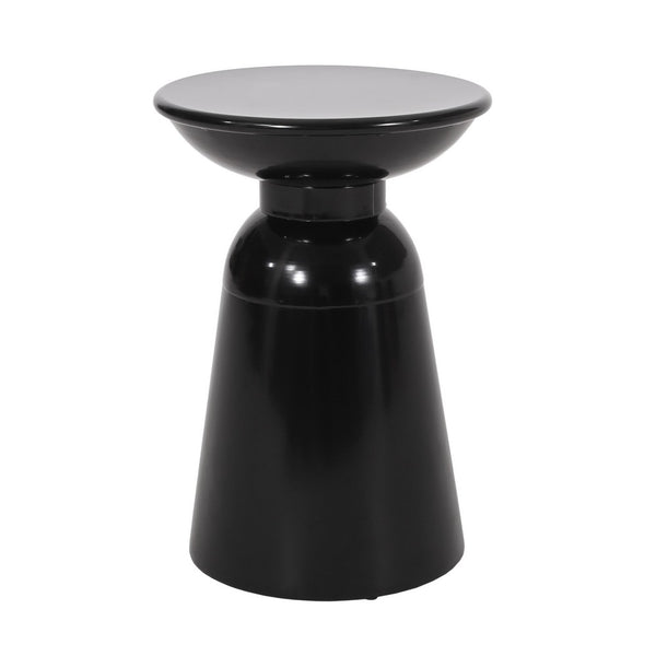 Side End Table Set of 2, Round Taper Top, Pedestal Base, Black Metal - BM323904