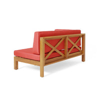 Juna Outdoor Left  Arm Bench, Cross-Back Open Slat, Red, Acacia Wood - BM323906