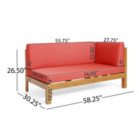 Juna Outdoor Right Arm Bench, Cross-Back Open Slat Red, Acacia Wood - BM323907