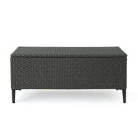 Gert Outdoor Wicker Bench with Storage, 42 Inch Iron, Gray Rattan - BM323909
