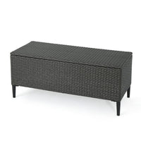 Gert Outdoor Wicker Bench with Storage, 42 Inch Iron, Gray Rattan - BM323909